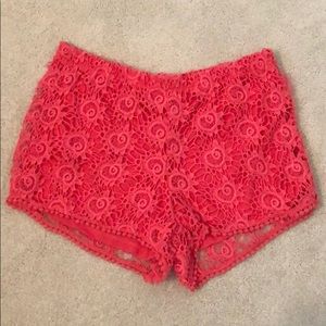 Pink Lace Detail Shorts